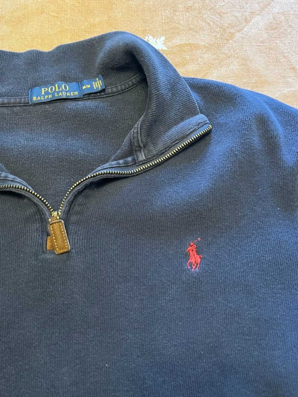 Polo Ralph Lauren 1/4 Zip 100% Cotton Knit Pullover Sweater in Navy Size M - Picture 6 of 8